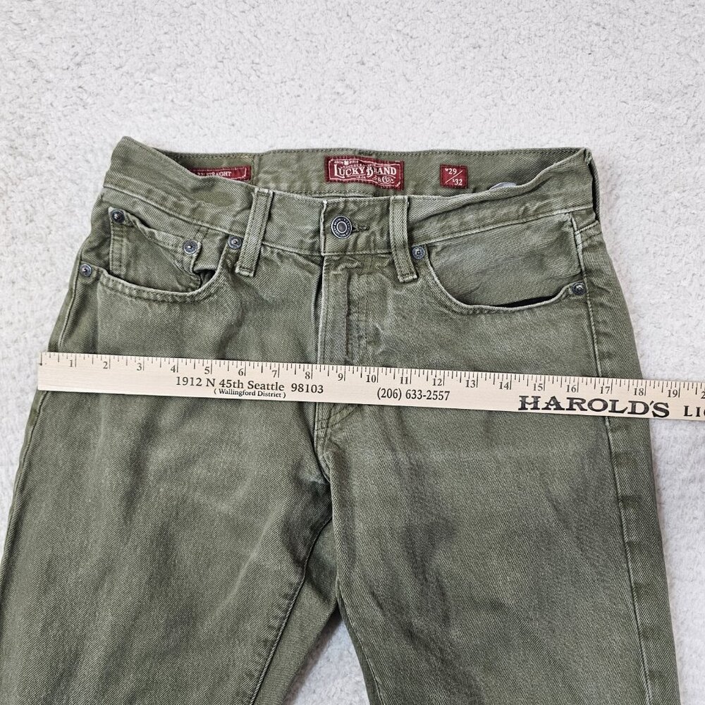 Lucky Brand Jeans Men 29x32 Elko Grape Leaf Green Denim 221 Straight Retro‎ - Picture 9 of 16